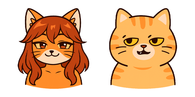 cute neko girl & sassy cat custom cursor