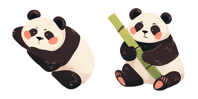 cute panda with bamboo custom cursor