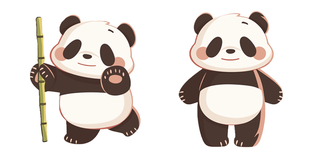 cute panda with bamboo custom cursor