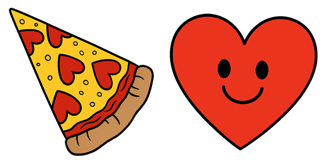 cute pizza slice & heart custom cursor