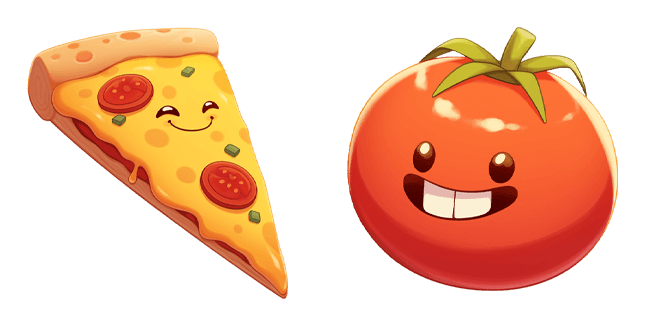 cute pizza slice & tomato custom cursor