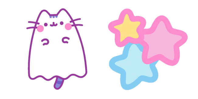 cute pusheen ghost pastel stars custom cursor