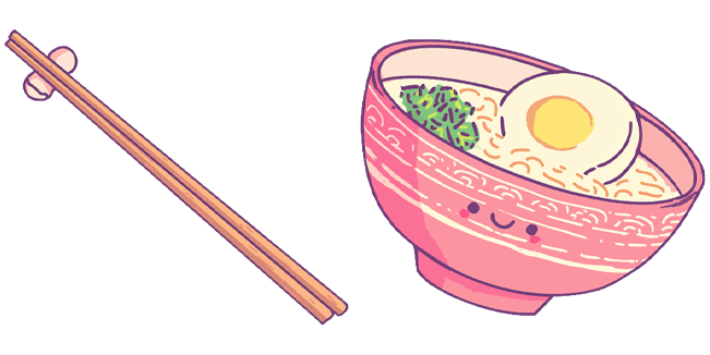 cute ramen noodle bowl and chopsticks custom cursor