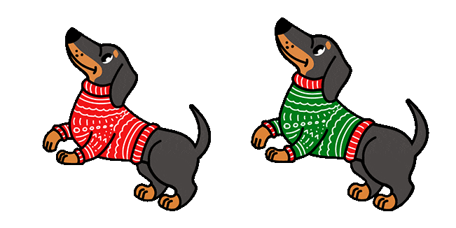 dachshund in christmas sweater animated custom cursor