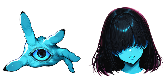 dark anime ghostly girl hand head custom cursor