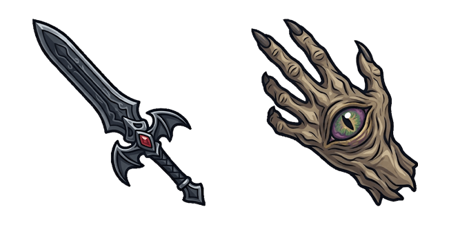 dark fantasy sword and cursed eye hand custom cursor