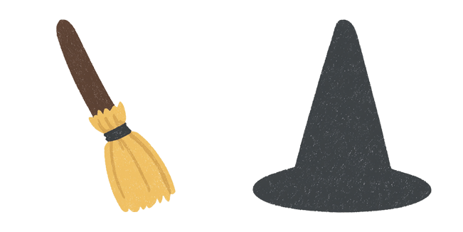 doodle witch broom and hat custom cursor
