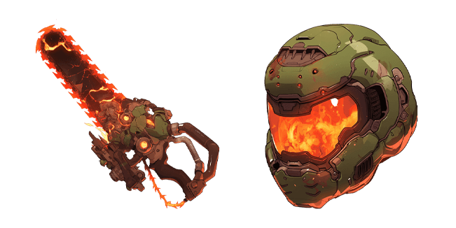 doom slayer chainsaw & helmet custom cursor