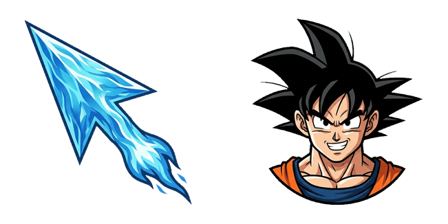 dragon ball goku face and blue energy arrow custom cursor