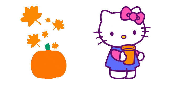 fall hello kitty falling leaves animated custom cursor
