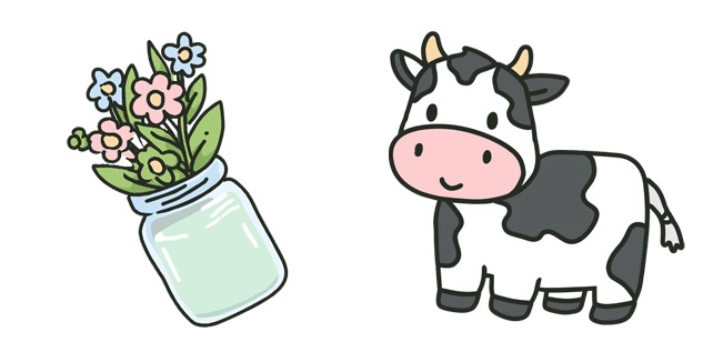 flower jar cute cow custom cursor
