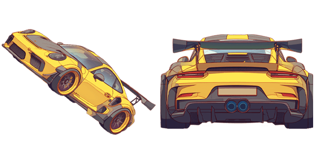 futuristic yellow cyberpunk porsche car custom cursor