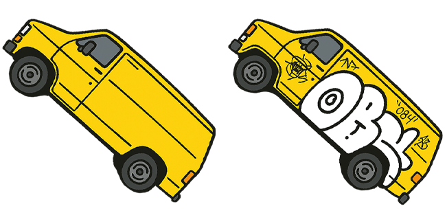 graffiti bomb yellow van custom cursor