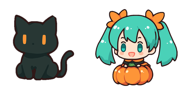 halloween miku in pumpkin black cat custom cursor