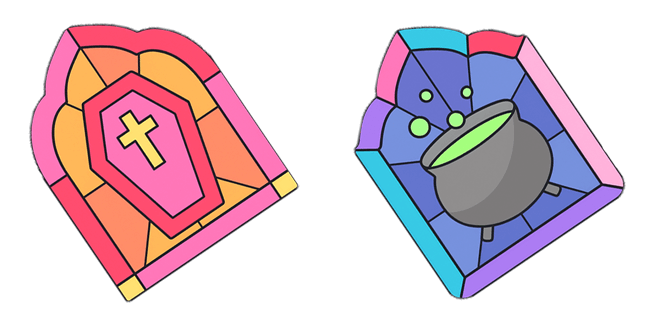 halloween stained glass coffin cauldron custom cursor