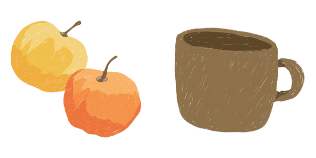 hand drawn apples and cup custom cursor