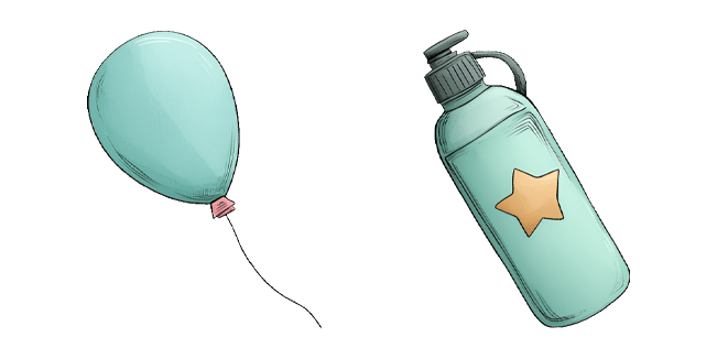 Hand Drawn Balloon & Bottle Cursor - Sweezy Custom Cursors