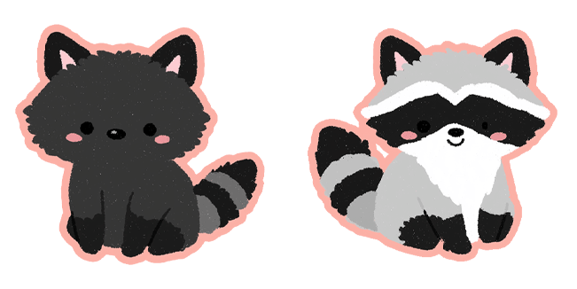 kawaii black grey raccoon duo custom cursor
