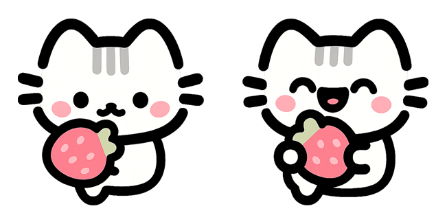 kawaii cat with strawberry custom cursor