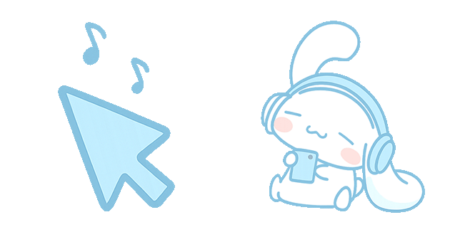 kawaii cinnamoroll in headphones animated custom cursor