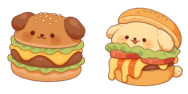 kawaii foodie puppy burgers custom cursor
