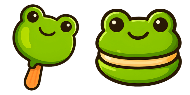kawaii frog popsicle & macaron custom cursor