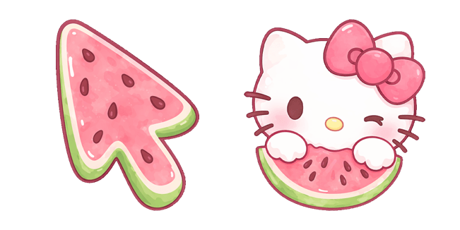 kawaii hello kitty and watermelon slice arrow custom cursor