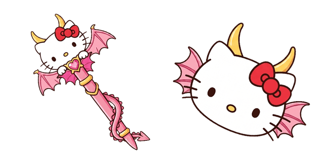 kawaii hello kitty dragon staff and head custom cursor