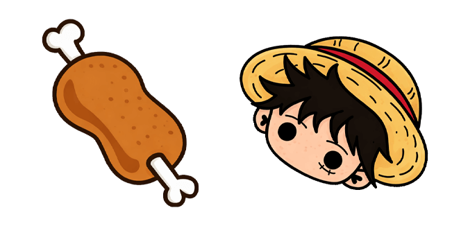kawaii one piece luffy straw hat face and meat custom cursor