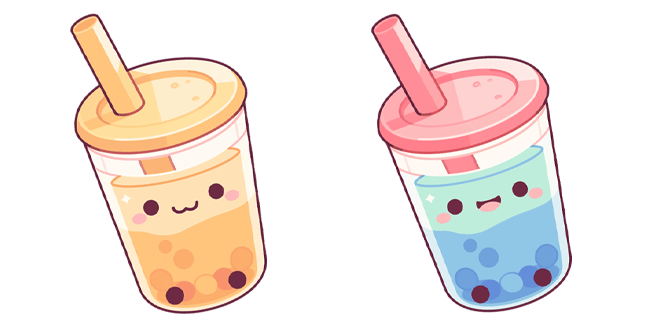 kawaii orange & blue bubble tea custom cursor