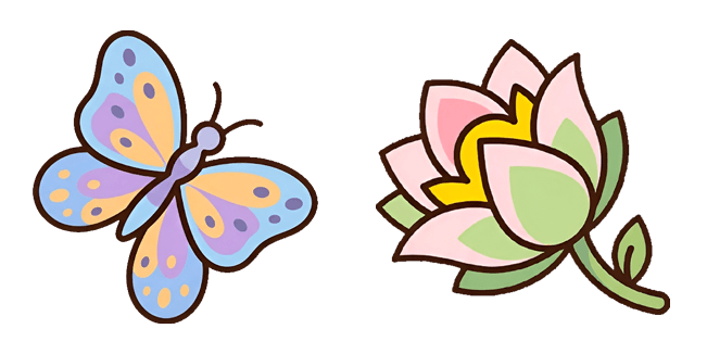 kawaii pastel butterfly and lotus flower custom cursor