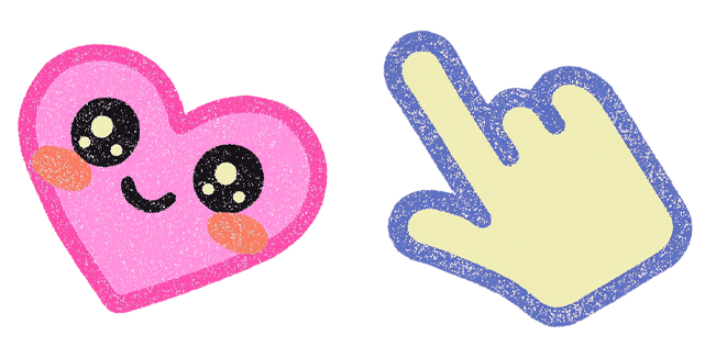 kawaii pink heart & hand sparkle custom cursor