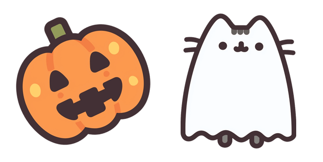 kawaii pumpkin & pusheen ghost custom cursor