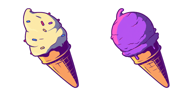 kawaii purple & white ice cream cones custom cursor