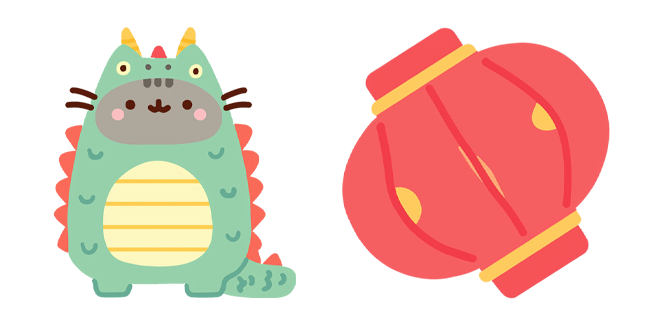kawaii pusheen dragon and red lantern custom cursor