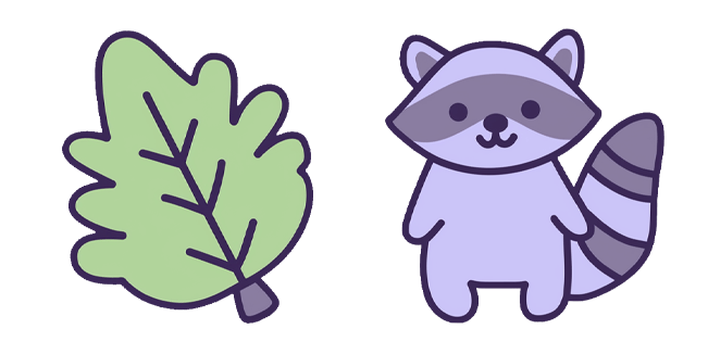 kawaii raccoon and leaf custom cursor