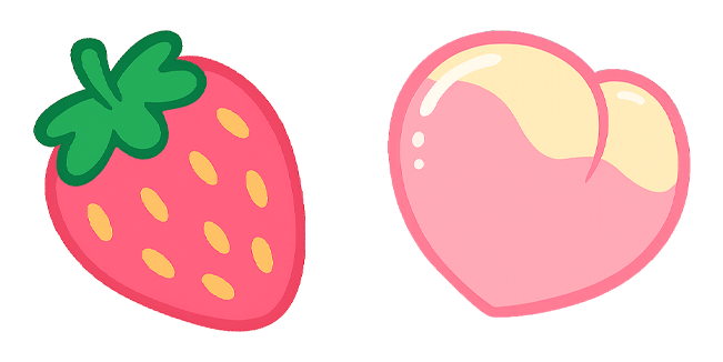 kawaii strawberry & pink heart custom cursor