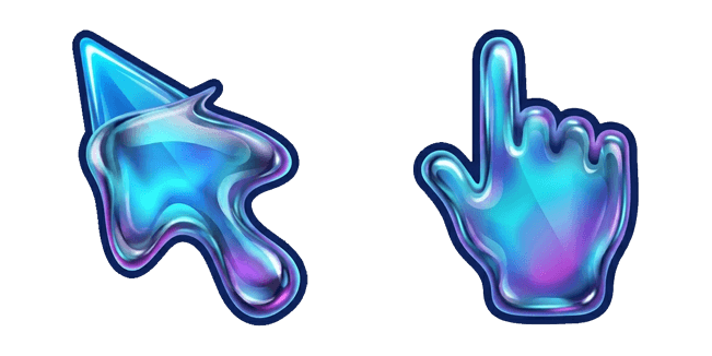 liquid chrome blue arrow and hand custom cursor
