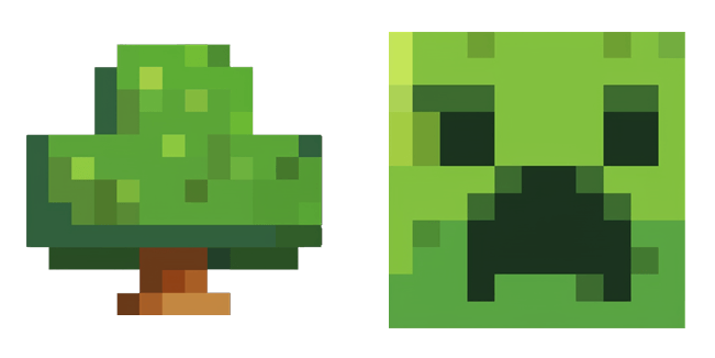 minecraft tree and creeper face custom cursor