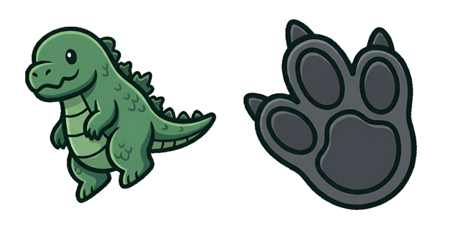 mini kaiju godzilla and paw custom cursor