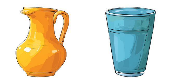 minimalist yellow carafe and blue cup custom cursor