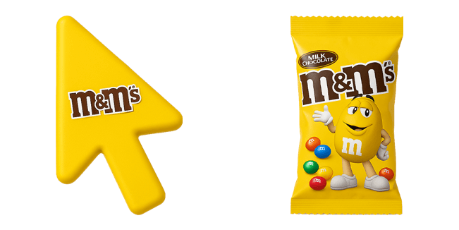 m&m's yellow 3D custom cursor