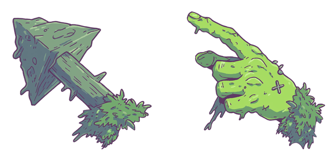 moss arrow spooky zombie hand custom cursor