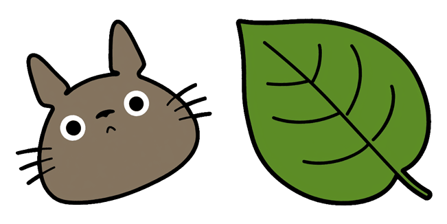 my neighbor totoro face and green leaf custom cursor