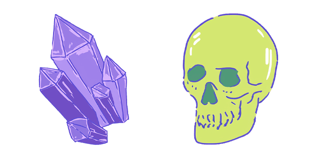 neon green skull and purple crystal custom cursor