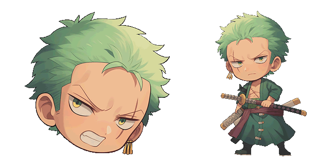 one piece chibi roronoa zoro animated custom cursor