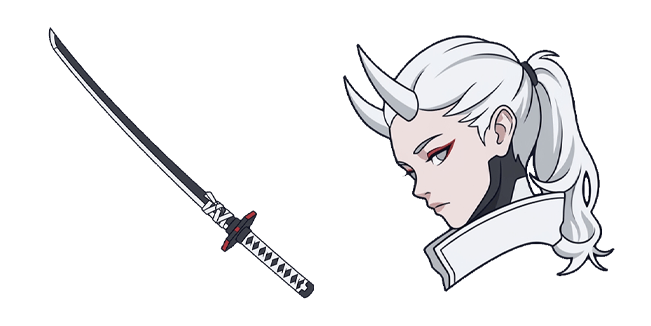 oni girl and katana custom cursor
