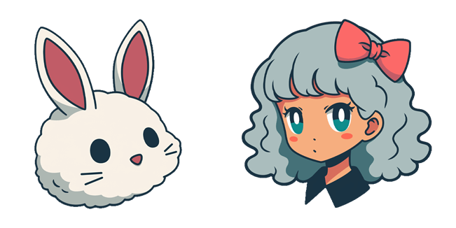 pastel fluffy bunny anime girl custom cursor