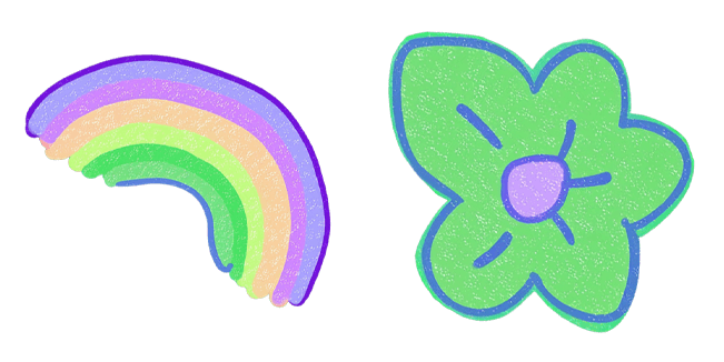 pastel kawaii rainbow green flower custom cursor
