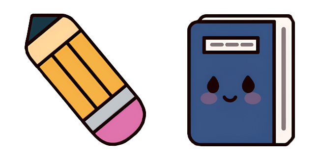 pencil and cute notebook custom cursor